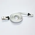USB kábel (2.0), USB A M - microUSB M, 1m, plochý, biely